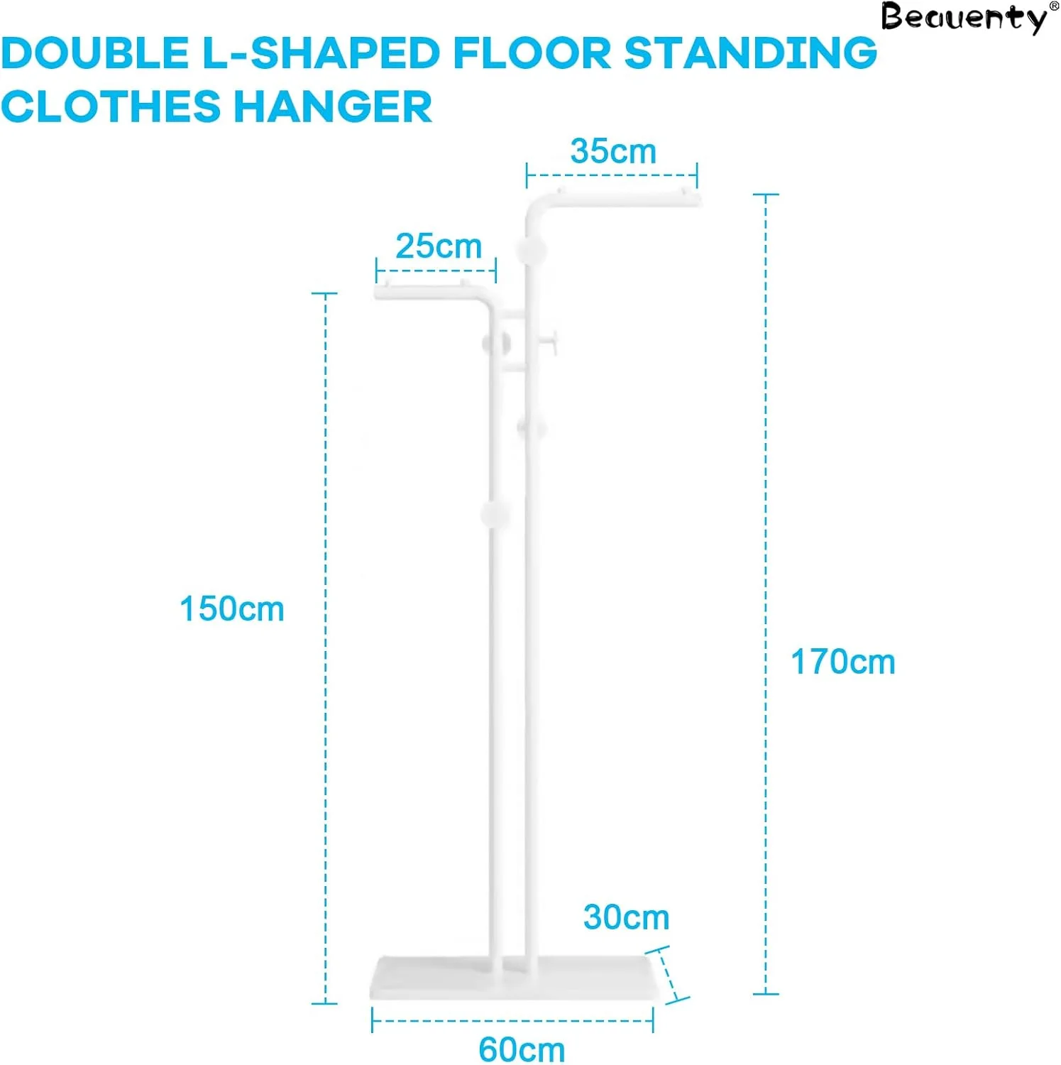 رگال لباس فلزی مدرن Beauenty - پایه دو میله قابل تنظیم 170 سانتی متری با پایه مرمر - شیک و صرفه جویی در فضا برای اتاق خواب، اتاق نشیمن، دفتر و استفاده در خرده فروشی (سفید) رگال لباس فلزی مدرن Beauenty - پایه دو میله قابل تنظیم 170 سانتی متری با پایه مرمر - شیک و صرفه جویی در فضا برای اتاق خواب، اتاق نشیمن، دفتر و استفاده در خرده فروشی (سفید)