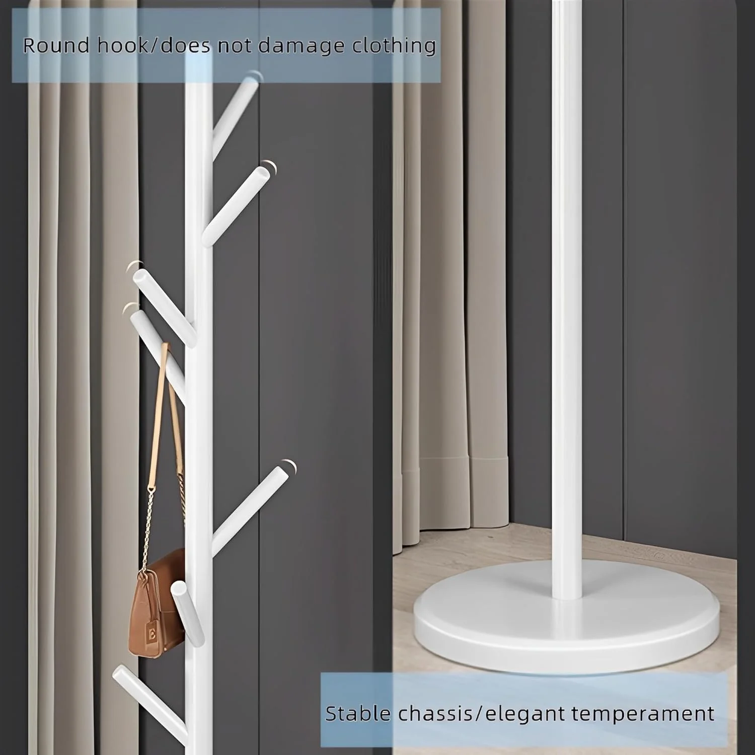 جالباسی ایستاده فلزی Beauenty - جالباسی های طلایی با پایه سنگ مرمر طبیعی سنگین، جالباسی مدرن و پایدار با 7 قلاب برای کیف، کلاه، ورودی، دفتر