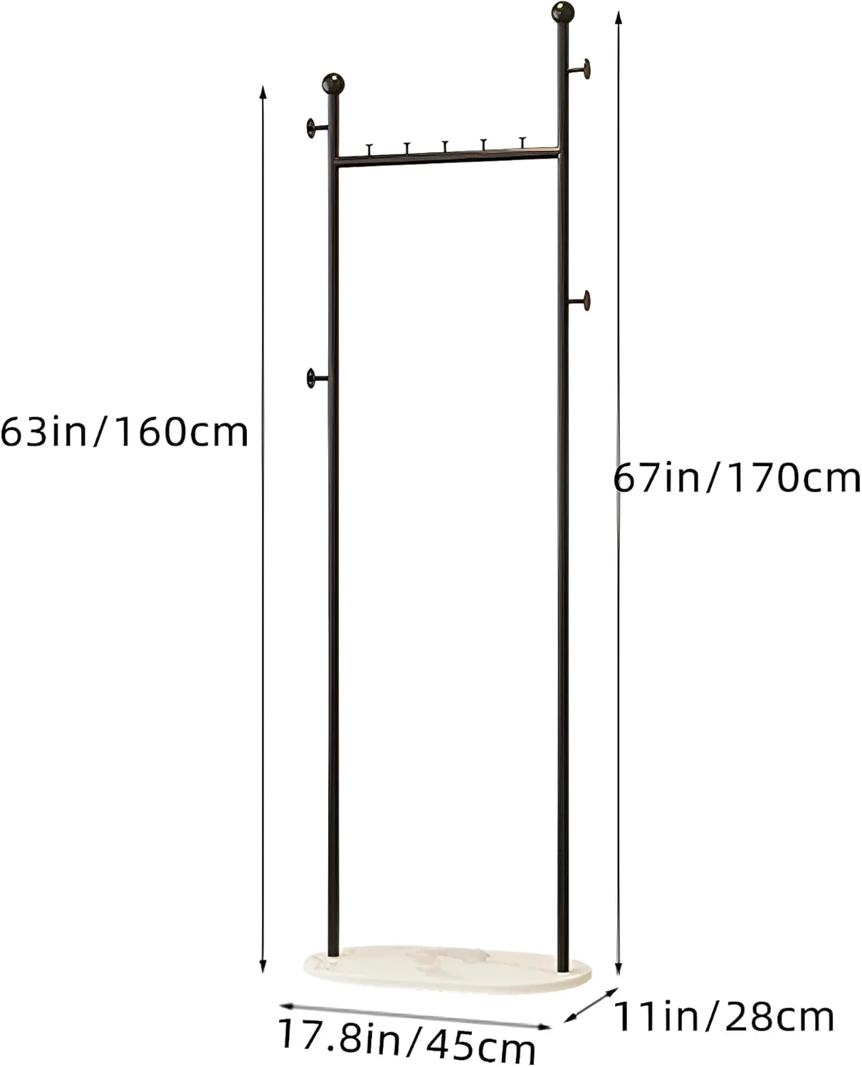 چوب لباسی فلزی Beauenty، جالباسی ایستاده با پایه مرمری، دارای قفسه و 4 آویز، جالباسی مدرن برای ورودی، اتاق نشیمن، اتاق خواب، دفتر کار (مشکی) چوب لباسی فلزی Beauenty، جالباسی ایستاده با پایه مرمری، دارای قفسه و 4 آویز، جالباسی مدرن برای ورودی، اتاق نشیمن، اتاق خواب، دفتر کار (مشکی)