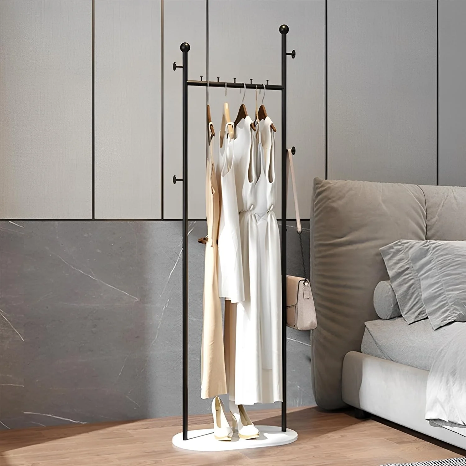 چوب لباسی فلزی Beauenty، جالباسی ایستاده با پایه مرمری، دارای قفسه و 4 آویز، جالباسی مدرن برای ورودی، اتاق نشیمن، اتاق خواب، دفتر کار (مشکی) چوب لباسی فلزی Beauenty، جالباسی ایستاده با پایه مرمری، دارای قفسه و 4 آویز، جالباسی مدرن برای ورودی، اتاق نشیمن، اتاق خواب، دفتر کار (مشکی)