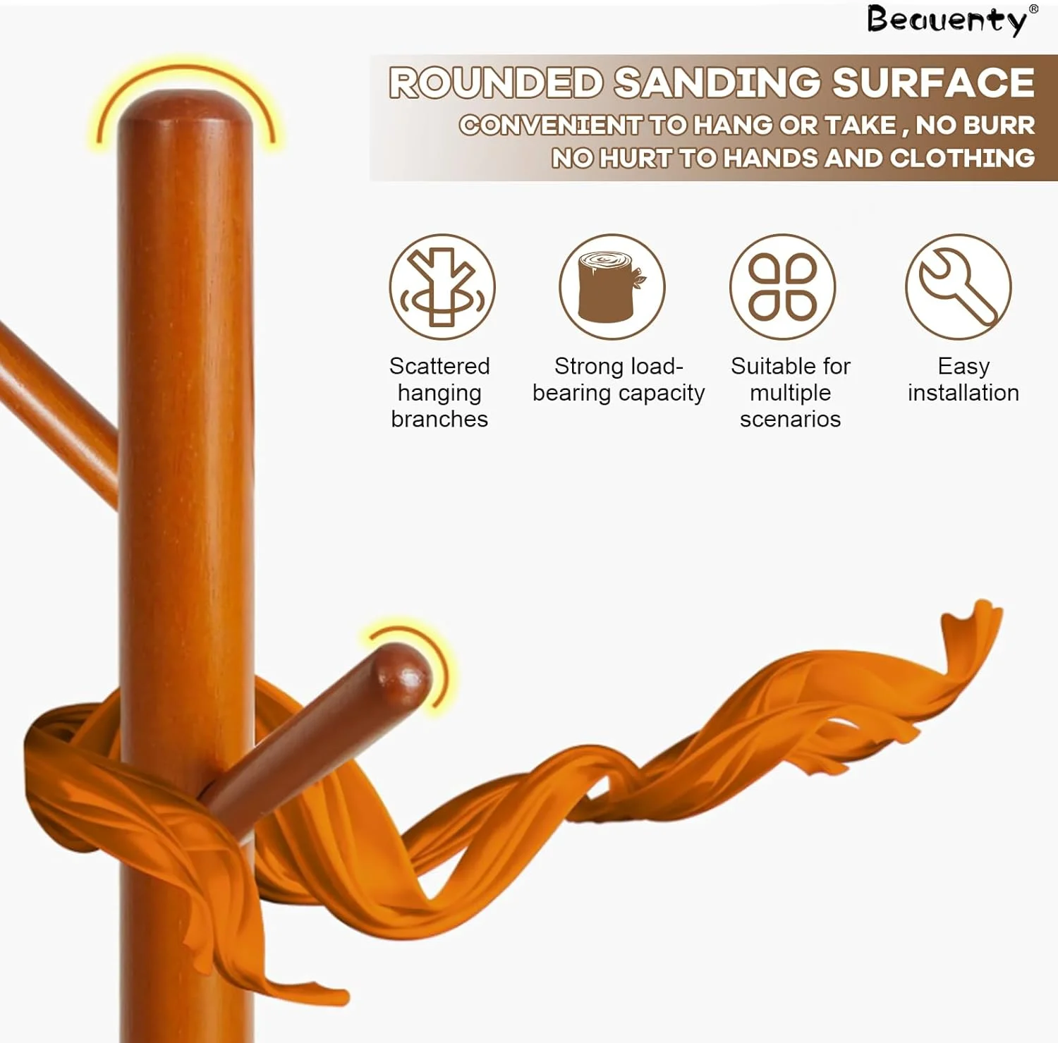 چوب لباسی ایستاده چوبی Beauenty، رخت آویز مستقل، جالباسی درختی با 8 آویز و پایه دایره ای، آویز لباس کت کلاه کیف ورودی (رنگ هلویی) چوب لباسی ایستاده چوبی Beauenty، رخت آویز مستقل، جالباسی درختی با 8 آویز و پایه دایره ای، آویز لباس کت کلاه کیف ورودی (رنگ هلویی)