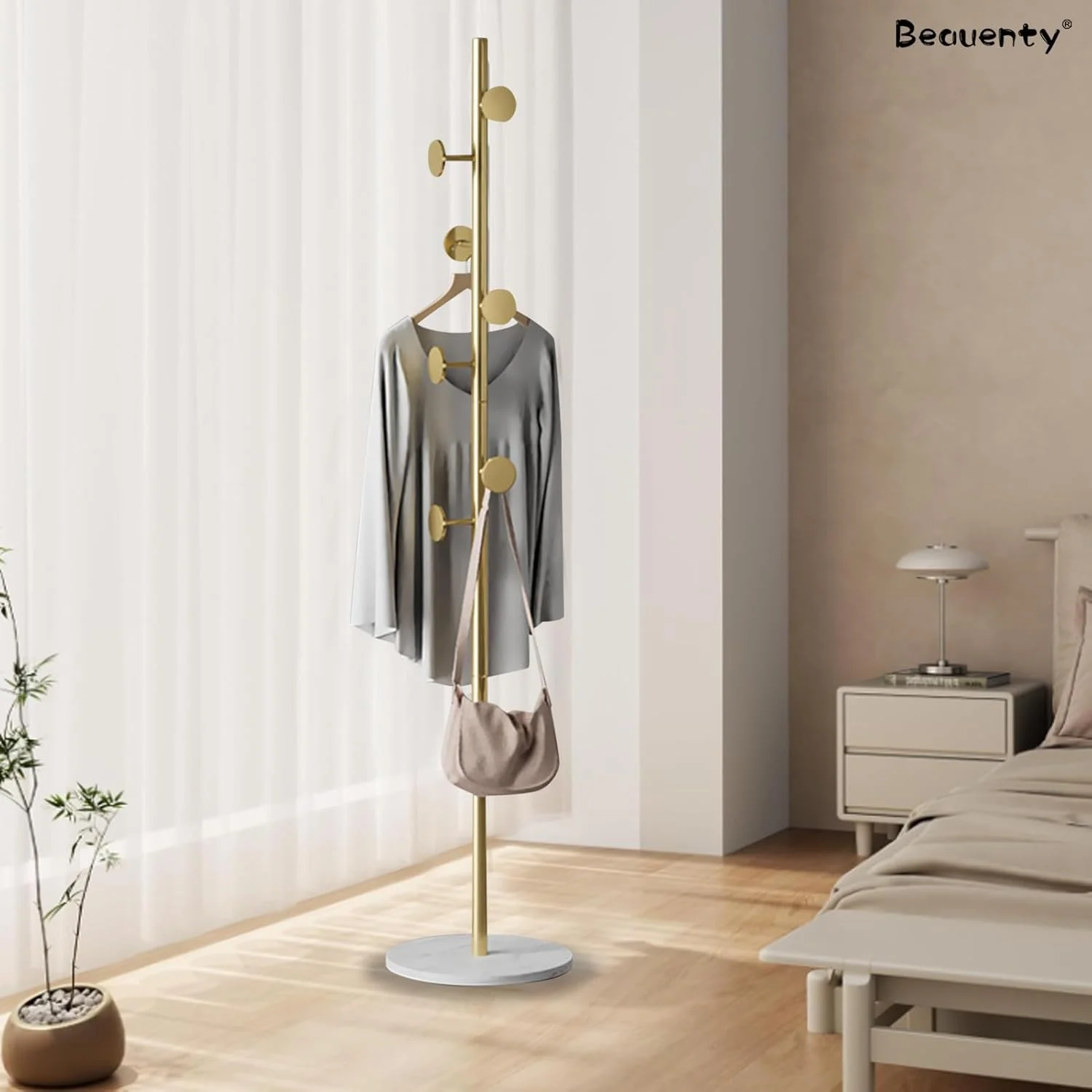 جالباسی ایستاده Beauenty، جالباسی فلزی سنگین با 7 آویز، چوب لباسی مینیمالیستی برای کت، کلاه، کیف، شال، سازمان دهنده ورودی کم جا (طرح باغ، سفید) جالباسی ایستاده Beauenty، جالباسی فلزی سنگین با 7 آویز، چوب لباسی مینیمالیستی برای کت، کلاه، کیف، شال، سازمان دهنده ورودی کم جا (طرح باغ، سفید)