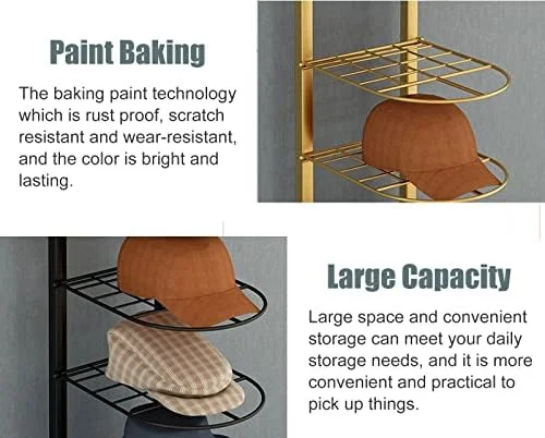 استند کلاه چند لایه فلزی با ظرفیت بالا، مناسب برای سازماندهی و نگهداری کلاه‌های بیسبال، ایستاده، مناسب اتاق خواب، راهرو و فروشگاه