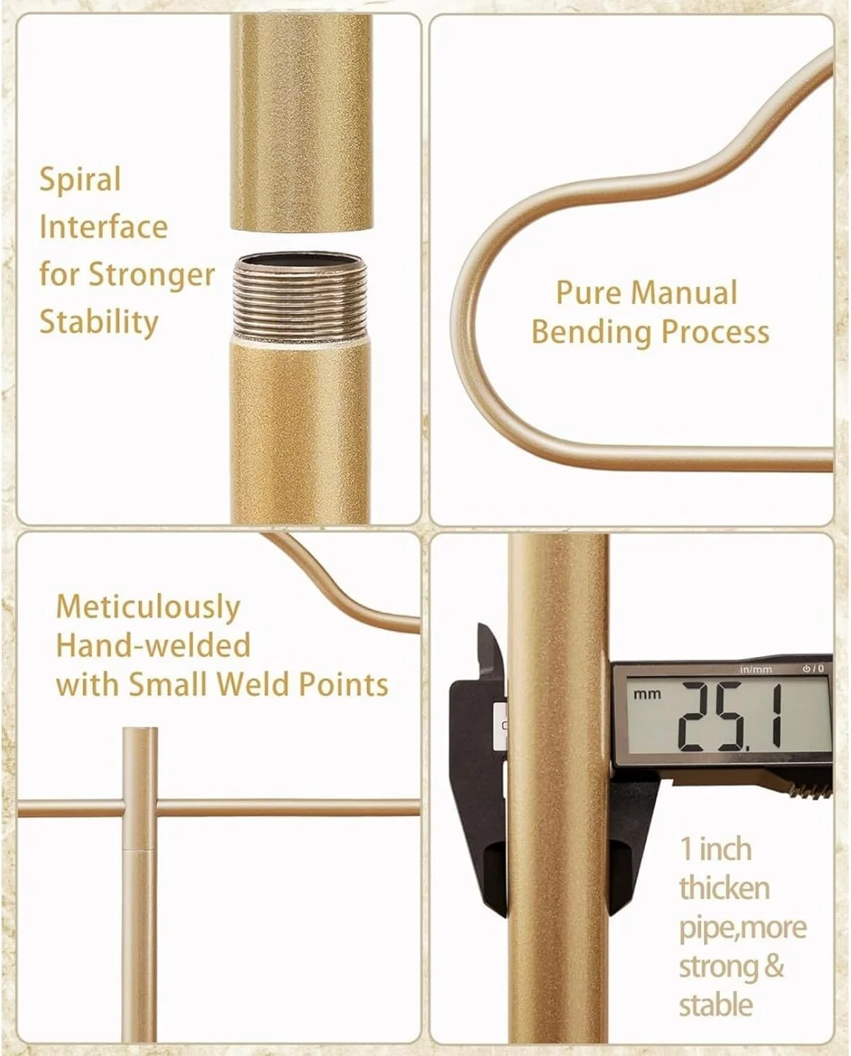 رگال لباس طلایی ROUNY با پایه سنگ مرمر سنگین - رگال لباس ایستاده و استند نمایش لباس، رگال فلزی کوچک برای گوشه، اتاق خواب، بوتیک، ورودی رگال لباس طلایی ROUNY با پایه سنگ مرمر سنگین - رگال لباس ایستاده و استند نمایش لباس، رگال فلزی کوچک برای گوشه، اتاق خواب، بوتیک، ورودی