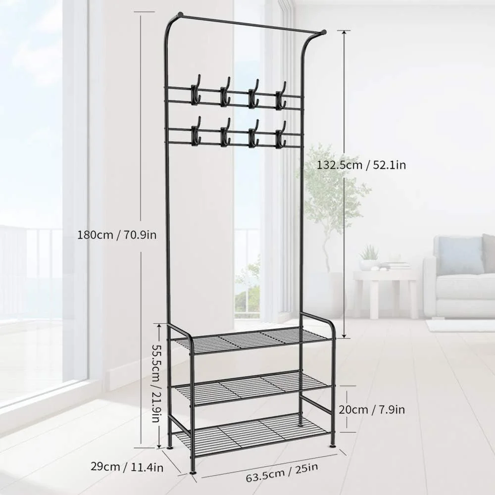 رخت آویز ایستاده با نیمکت کفش و 16 قلاب، رخت آویز فلزی کلاه، استند لباس ایستاده با نیمکت قفسه کفش 3 طبقه، استند چتر کلاه، سازمان دهنده راهرو، جا لباسی 3 در 1 با قاب فلزی، مونتاژ آسان رخت آویز ایستاده با نیمکت کفش و 16 قلاب، رخت آویز فلزی کلاه، استند لباس ایستاده با نیمکت قفسه کفش 3 طبقه، استند چتر کلاه، سازمان دهنده راهرو، جا لباسی 3 در 1 با قاب فلزی، مونتاژ آسان