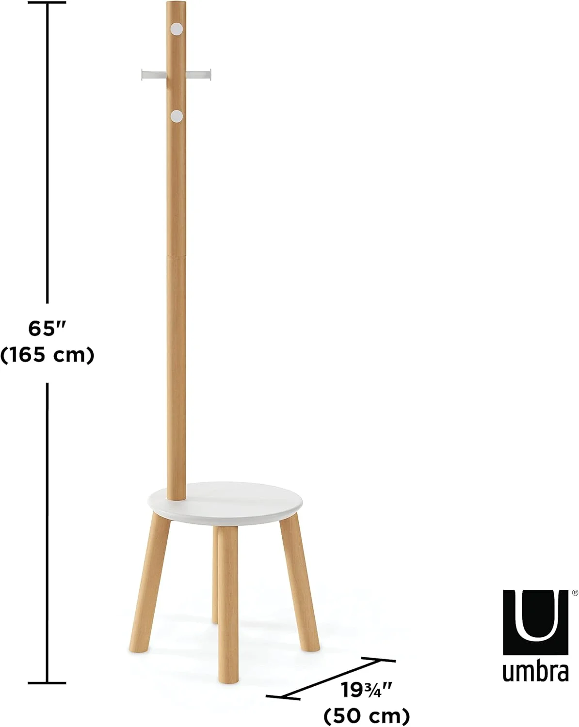 چوب لباسی و صندلی پایه دار آمبرا، سفید/طبیعی