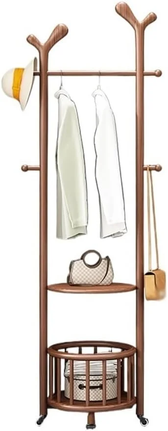 جالباسی ایستاده ZZlei2yu-12، جالباسی چوبی جامد خانگی، آویز لباس، ورودی، اتاق نشیمن، قفسه نگهداری لباس، جالباسی متحرک و مستقل (کوچک)