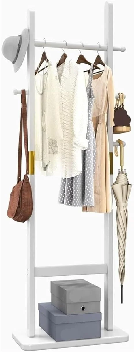 رخت آویز ZZlei2yu-12، رخت آویز ایستاده سفید، محکم، ایده آل برای ورودی، اتاق خواب یا دفتر کار