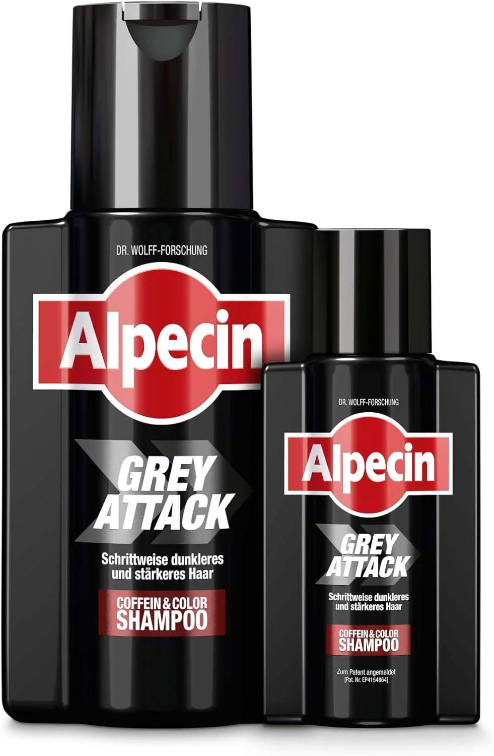 شامپو کافئین و رنگ مو آلپسین Grey Attack - 200 میلی لیتر + 75 میلی لیتر - ضد موهای سفید | نتیجه رنگ طبیعی در 2-4 هفته | جلوگیری از ریزش موی ارثی