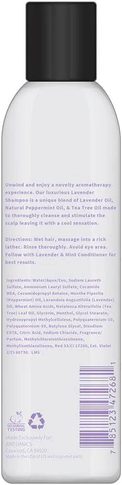 شامپو مو اسطوخودوس نعناع Aweganics - شامپوهای بنفش انرژی بخش آروماتراپی طبیعی الهام بخش - آبرسان، پاک کننده، مرطوب کننده - بدون SLS، بدون پارابن، بدون تست حیوانی، نعناع فلفلی، درخت چای شامپو مو اسطوخودوس نعناع Aweganics - شامپوهای بنفش انرژی بخش آروماتراپی طبیعی الهام بخش - آبرسان، پاک کننده، مرطوب کننده - بدون SLS، بدون پارابن، بدون تست حیوانی، نعناع فلفلی، درخت چای