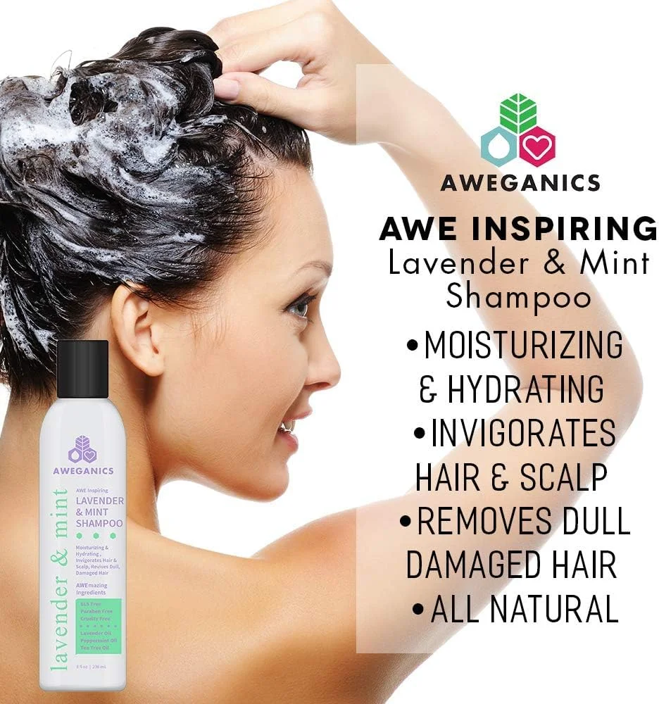 شامپو مو اسطوخودوس نعناع Aweganics - شامپوهای بنفش انرژی بخش آروماتراپی طبیعی الهام بخش - آبرسان، پاک کننده، مرطوب کننده - بدون SLS، بدون پارابن، بدون تست حیوانی، نعناع فلفلی، درخت چای شامپو مو اسطوخودوس نعناع Aweganics - شامپوهای بنفش انرژی بخش آروماتراپی طبیعی الهام بخش - آبرسان، پاک کننده، مرطوب کننده - بدون SLS، بدون پارابن، بدون تست حیوانی، نعناع فلفلی، درخت چای