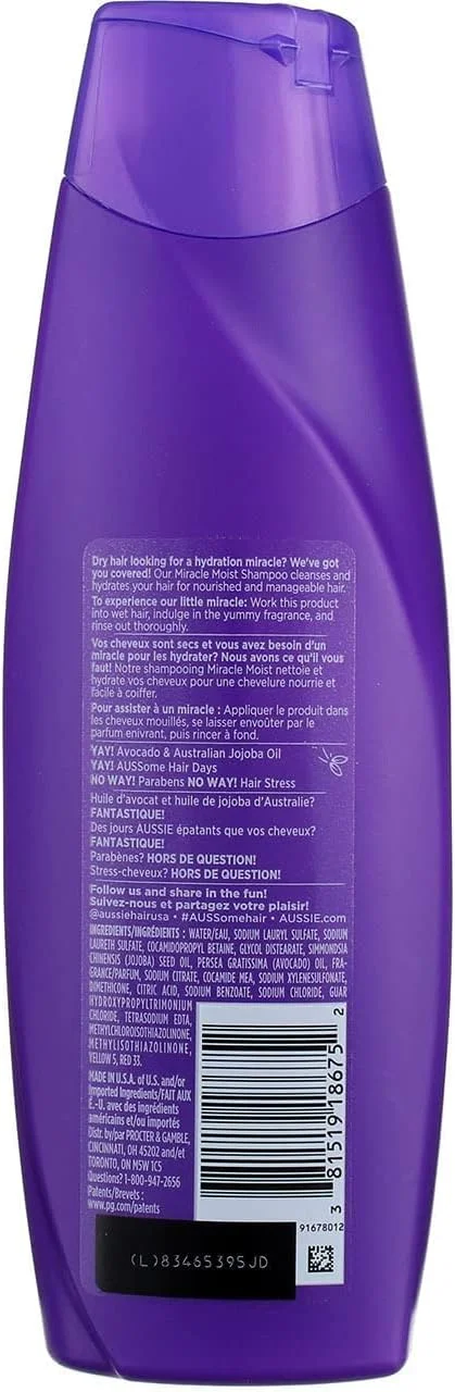 شامپو مرطوب کننده معجزه آسای Aussie حاوی روغن آووکادو و جوجوبا 360 میلی لیتر (بسته 2 عددی)