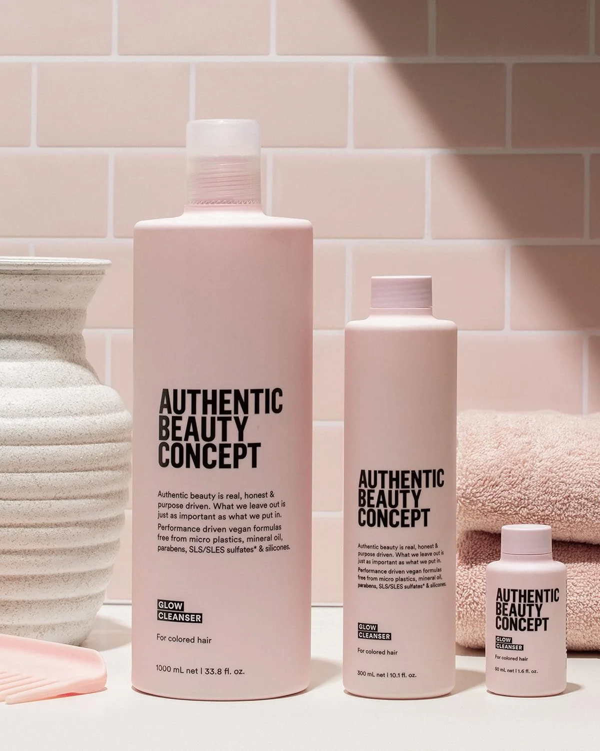 شامپو پاک کننده موهای رنگ شده Authentic Beauty Concept Glow | شامپو تمیز کننده برای موهای رنگ شده | محافظت از رنگ مو | مرطوب کننده موهای رنگ شده | وگان و بدون تست حیوانی | بدون سولفات | 300 میلی لیتر