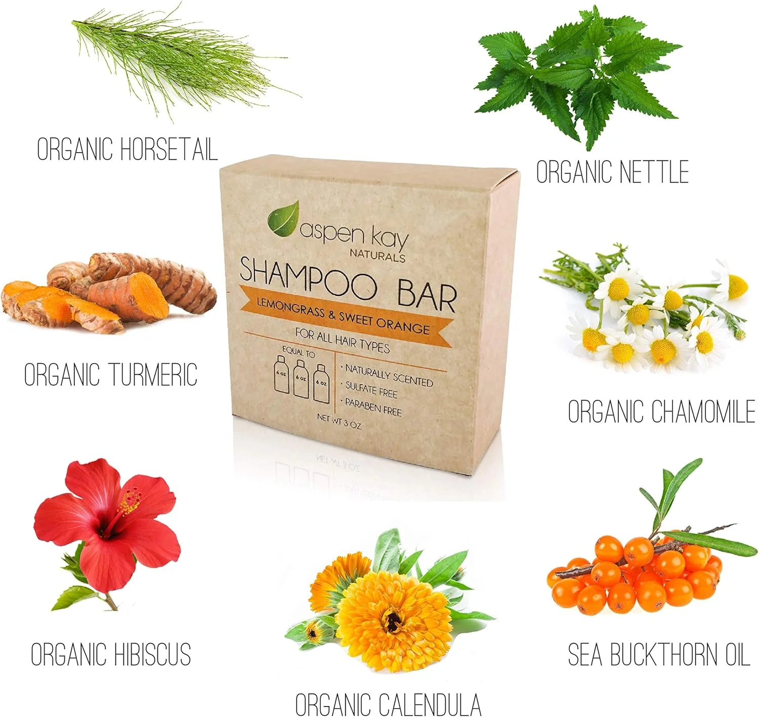 شامپو بار جامد Aspen Kay Naturals، ساخته شده با مواد ارگانیک، مناسب برای انواع مو، بدون سولفات، بدون تست حیوانی و وگان، 90 میلی لیتر