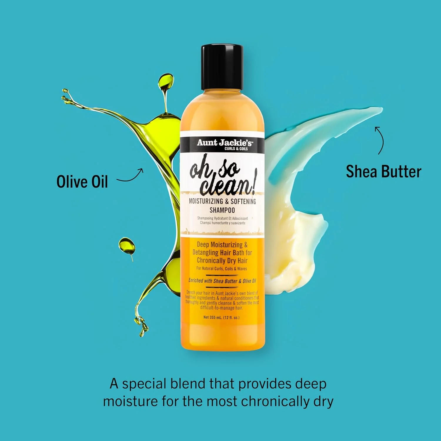 شامپو نرم کننده و مرطوب کننده موهای فر و مجعد Aunt Jackie's Curls & Coils Oh So Clean، حجم 355 میلی لیتر