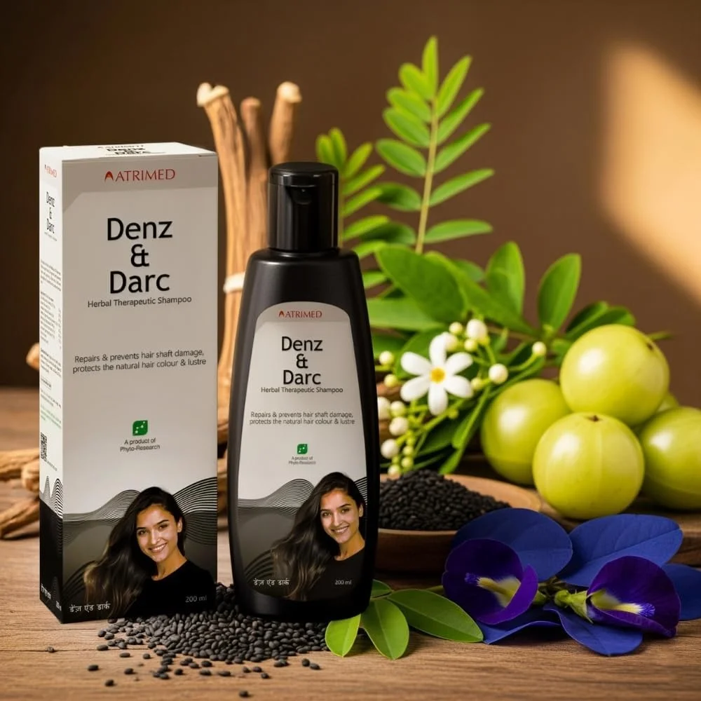 شامپو درمانی گیاهی دنز اند دارک آتریمد | محافظت از رنگ طبیعی مو و درخشندگی | غنی شده با گل بامیه و آلوئه ورا | 600 میلی لیتر | بسته 3 عددی