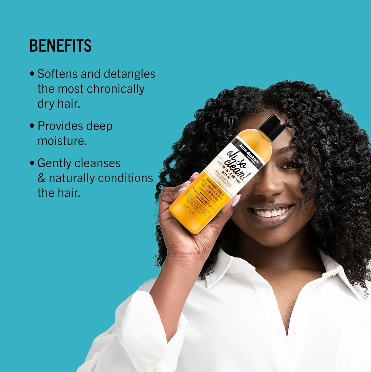 شامپو نرم کننده و مرطوب کننده موهای فر و مجعد Aunt Jackie's Curls & Coils Oh So Clean، حجم 355 میلی لیتر