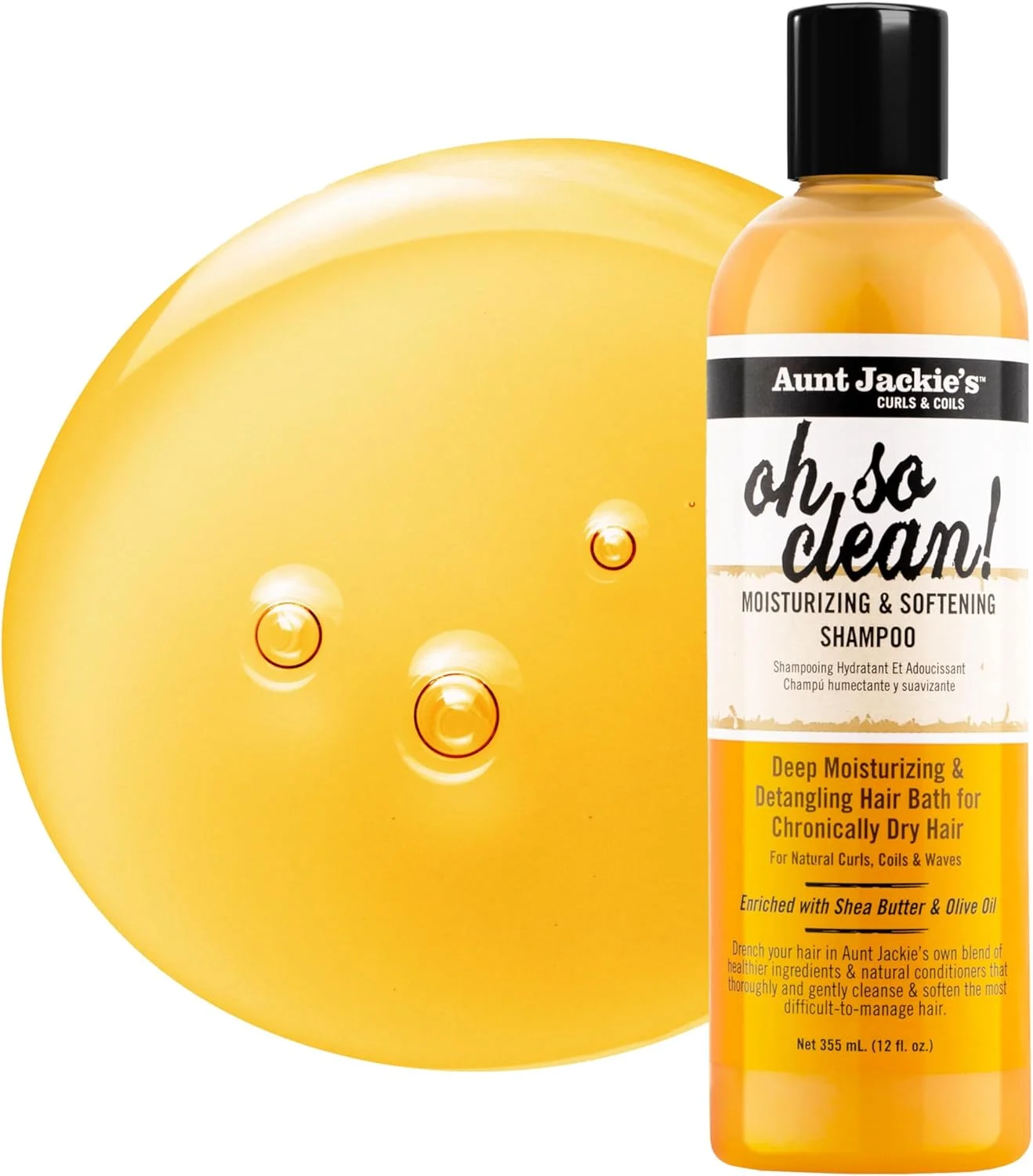 شامپو نرم کننده و مرطوب کننده موهای فر و مجعد Aunt Jackie's Curls & Coils Oh So Clean، حجم 355 میلی لیتر