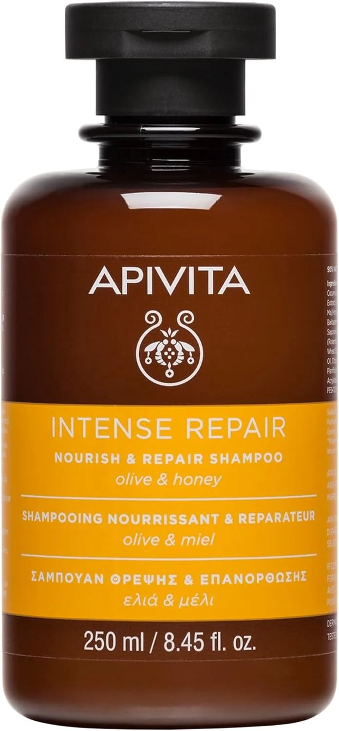APIVITA Nourish and Repair Shampoo - 8.45 fl. oz | Women & Men's Natural Intense Repair Shampoo with Olive Oil, Honey, Gently Cleanses Dry-Damaged Hair | Natural Hair Product| Color Safe |