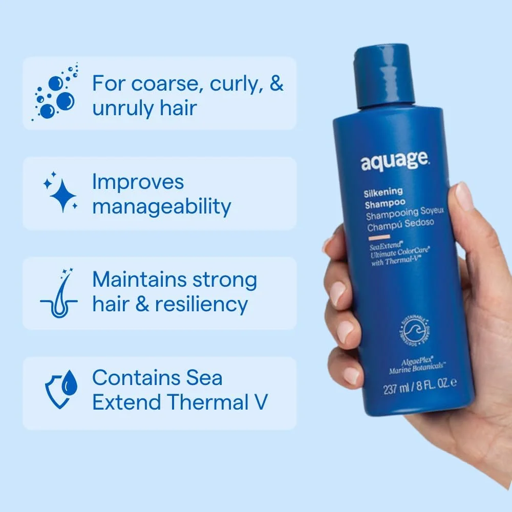 AQUAGE SeaExtend Silkening Shampoo - Smoothes and Silkens Coarse, Curly Hair, 8 oz AQUAGE SeaExtend Silkening Shampoo - Smoothes and Silkens Coarse, Curly Hair, 8 oz