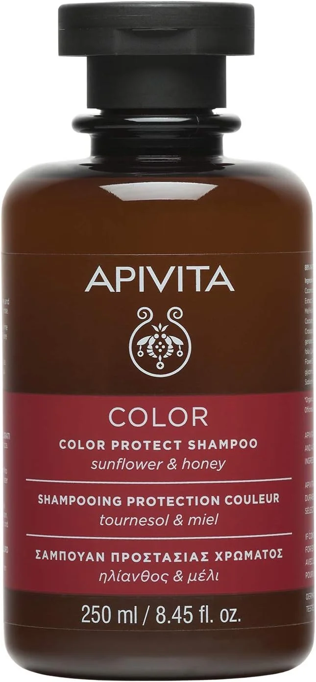 APIVITA Color Protect Shampoo 8.45 fl.oz. | Natural Shampoo with Sunflower & Honey - Gentle Hair Care for Damaged & Color Treated Hair | Enhances Shine and Color Vibrancy