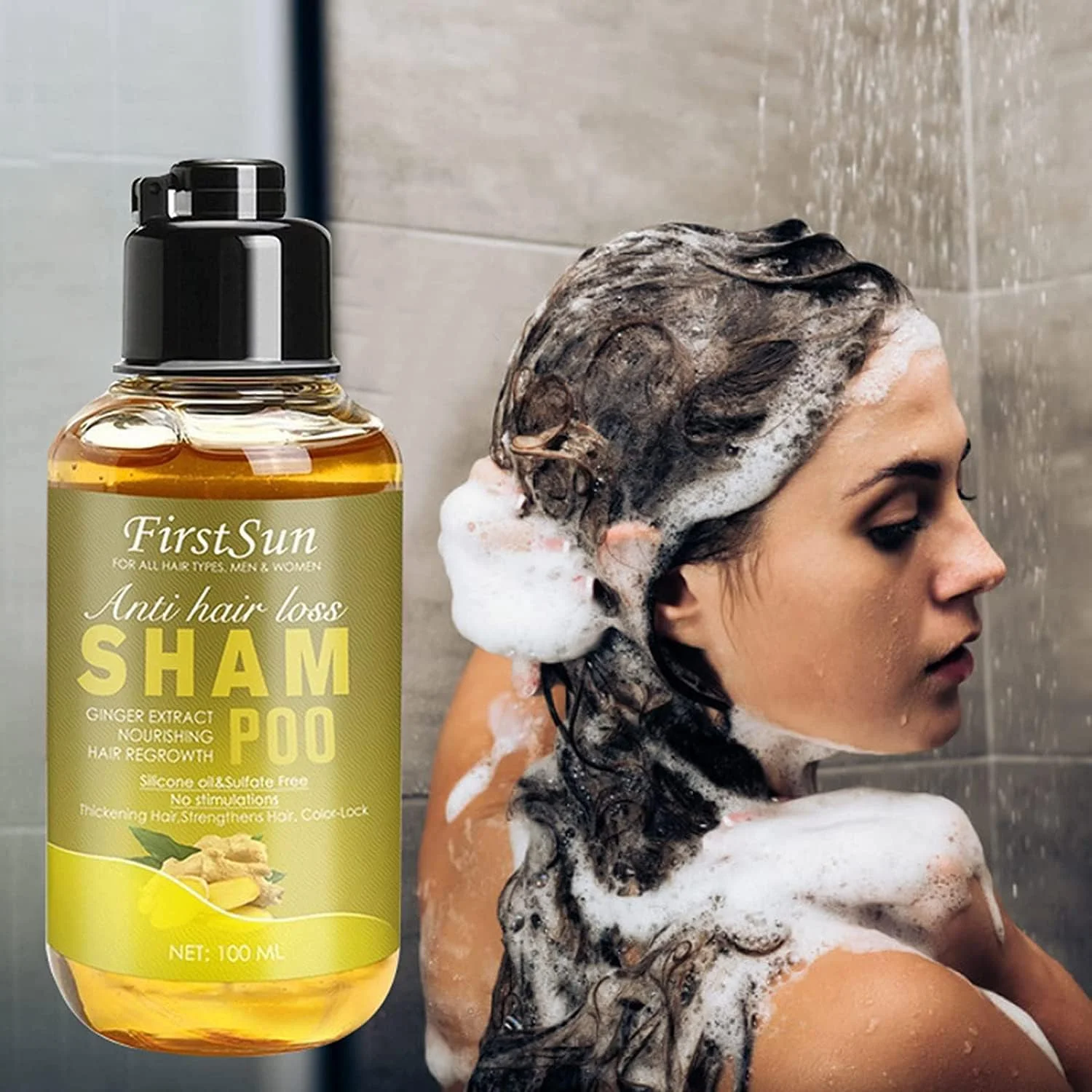 Ginger Shampoo, Itchy Dry Scalp Treats & Anti-Dandruff, Deep Nourishment Daily Use Care, Refreshing Supple Nourishing Oil Control Moisturizing, Treated Hair for Women & Men - 100ml