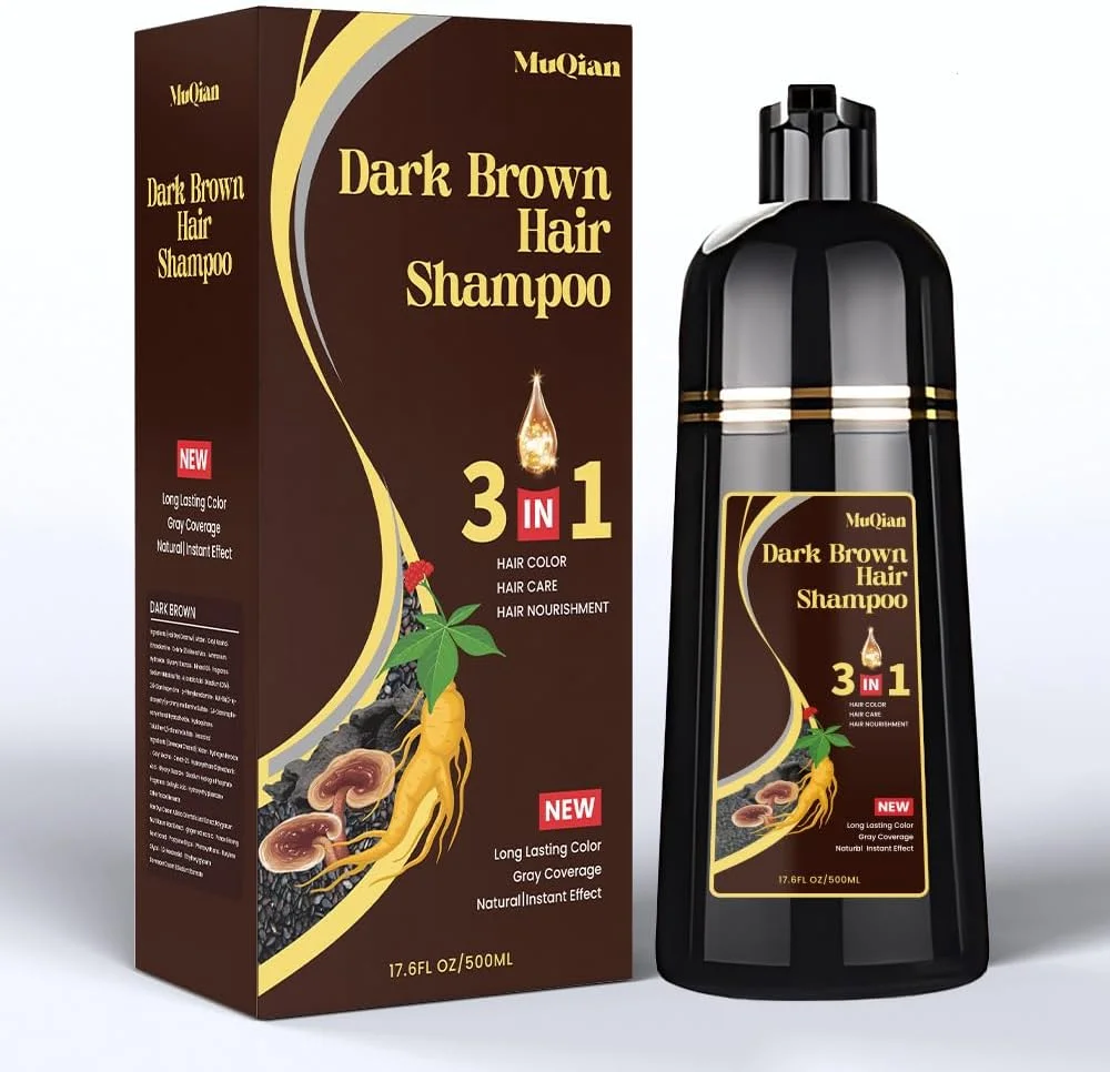 Dark Brown Hair Dye Shampoo 3 in 1 Herbal for Women Men, Color Coverage Shampoo for Women and Men - 500ml (Dark Brown)… Dark Brown Hair Dye Shampoo 3 in 1 Herbal for Women Men, Color Coverage Shampoo for Women and Men - 500ml (Dark Brown)…