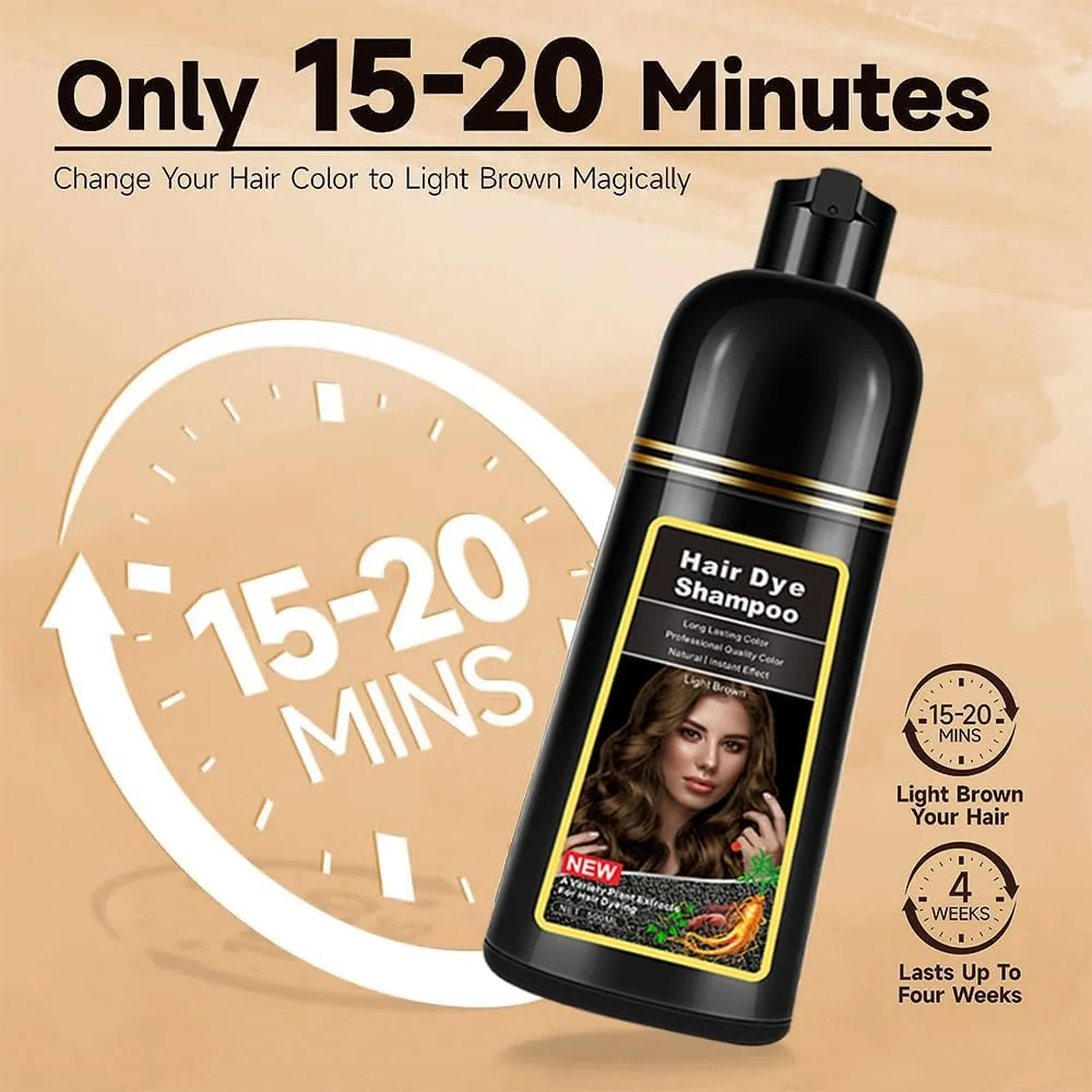 AMZSEA Natural Chestnut Brown Hair Dye Shampoo 500 ml, 3-in-1 Hair Dye Shampoo, Brown Hair Care & Dyeing for Men Women Colours in 10-15 Minutes (Light Brown) AMZSEA Natural Chestnut Brown Hair Dye Shampoo 500 ml, 3-in-1 Hair Dye Shampoo, Brown Hair Care & Dyeing for Men Women Colours in 10-15 Minutes (Light Brown)