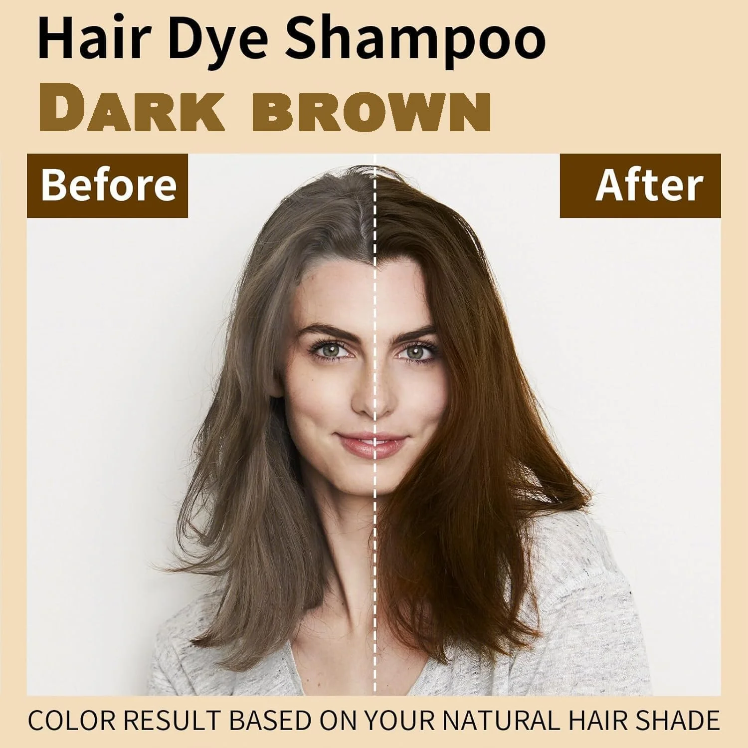 Dark brown Hair Dye Shampoo for Gray Hair, Magic Brown Hair Dye In Minutes, Natural & Long-Lasting Hair Color, for Men Women