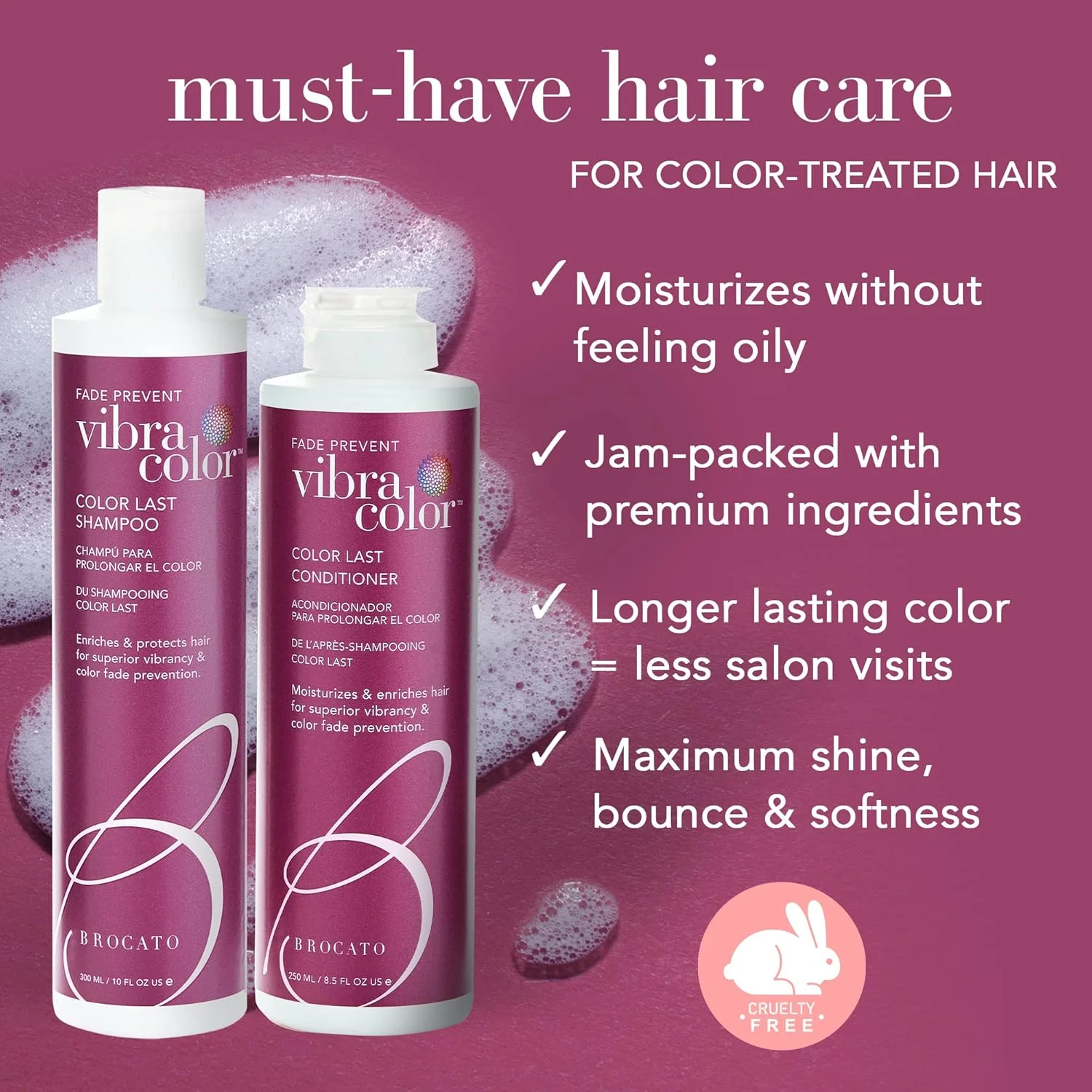 Brocato Vibracolor Color Last Shampoo: Color Safe Shampoo for Color Treated Hair - Prevents Fading and Extends the Life and Brilliance of Colored Hair - Contains No Sulfate or Parabens - 32 Oz Brocato Vibracolor Color Last Shampoo: Color Safe Shampoo for Color Treated Hair - Prevents Fading and Extends the Life and Brilliance of Colored Hair - Contains No Sulfate or Parabens - 32 Oz