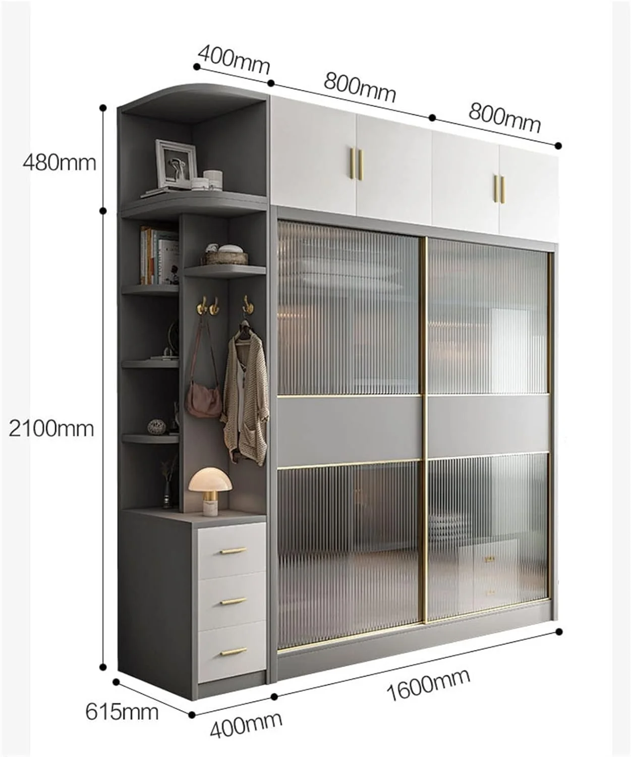 ZKSKOX Armoire wardrobe closet Wardrobe Storage Large Capacity Wardrobe Double Hanging Assembly Cabinet Reinforcement Sliding Wooden Closet Furniture ZKSKOX Armoire wardrobe closet Wardrobe Storage Large Capacity Wardrobe Double Hanging Assembly Cabinet Reinforcement Sliding Wooden Closet Furniture