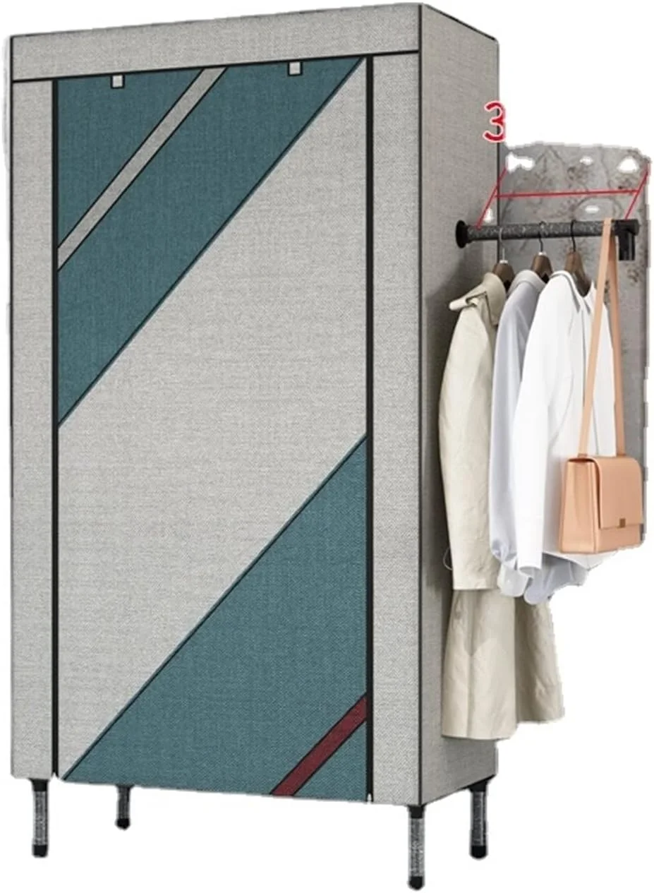 ZKSKOX Armoire wardrobe closet Simple Fabric Wardrobe Thickened Steel Pipe Reinforced Thickened Wardrobe Home Assembly Modern Assembly Wardrobe