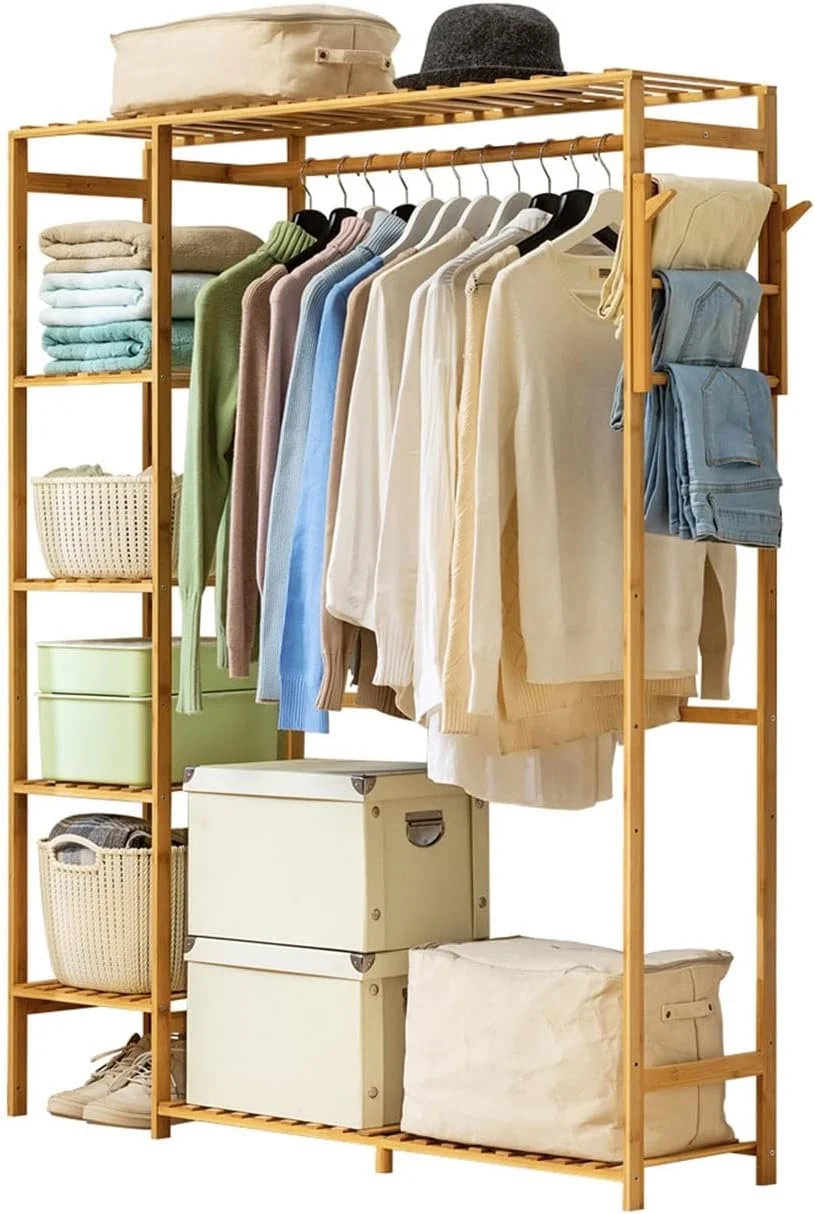 ZKSKOX Armoire wardrobe closet Wardrobe Multifunctional Storage Rack Storage Rack Floor Shoe Rack Large Capacity Clothes Rack Coat Home Furniture