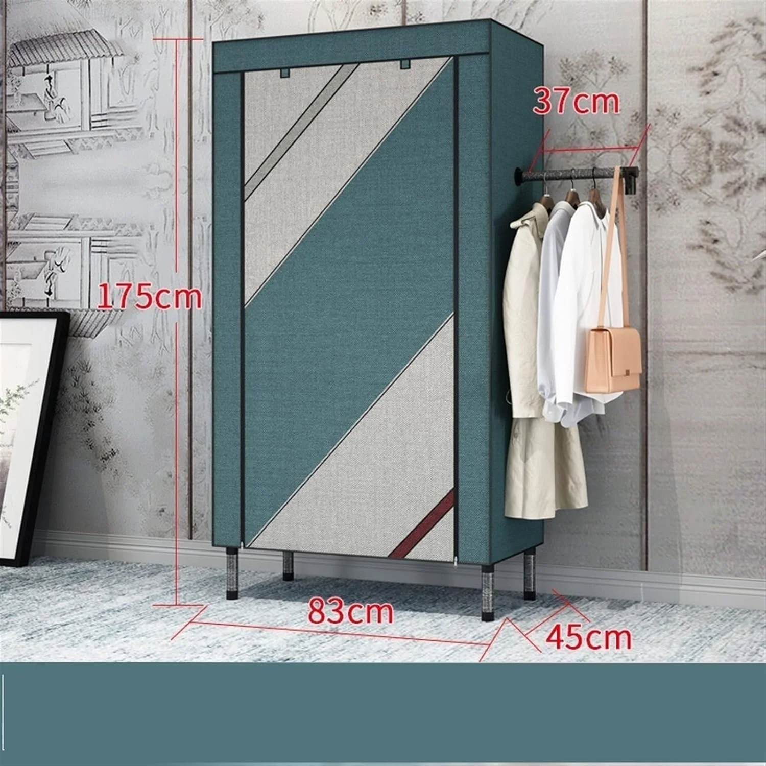 ZKSKOX Armoire wardrobe closet Simple Fabric Wardrobe Thickened Steel Pipe Reinforced Thickened Wardrobe Home Assembly Modern Assembly Wardrobe