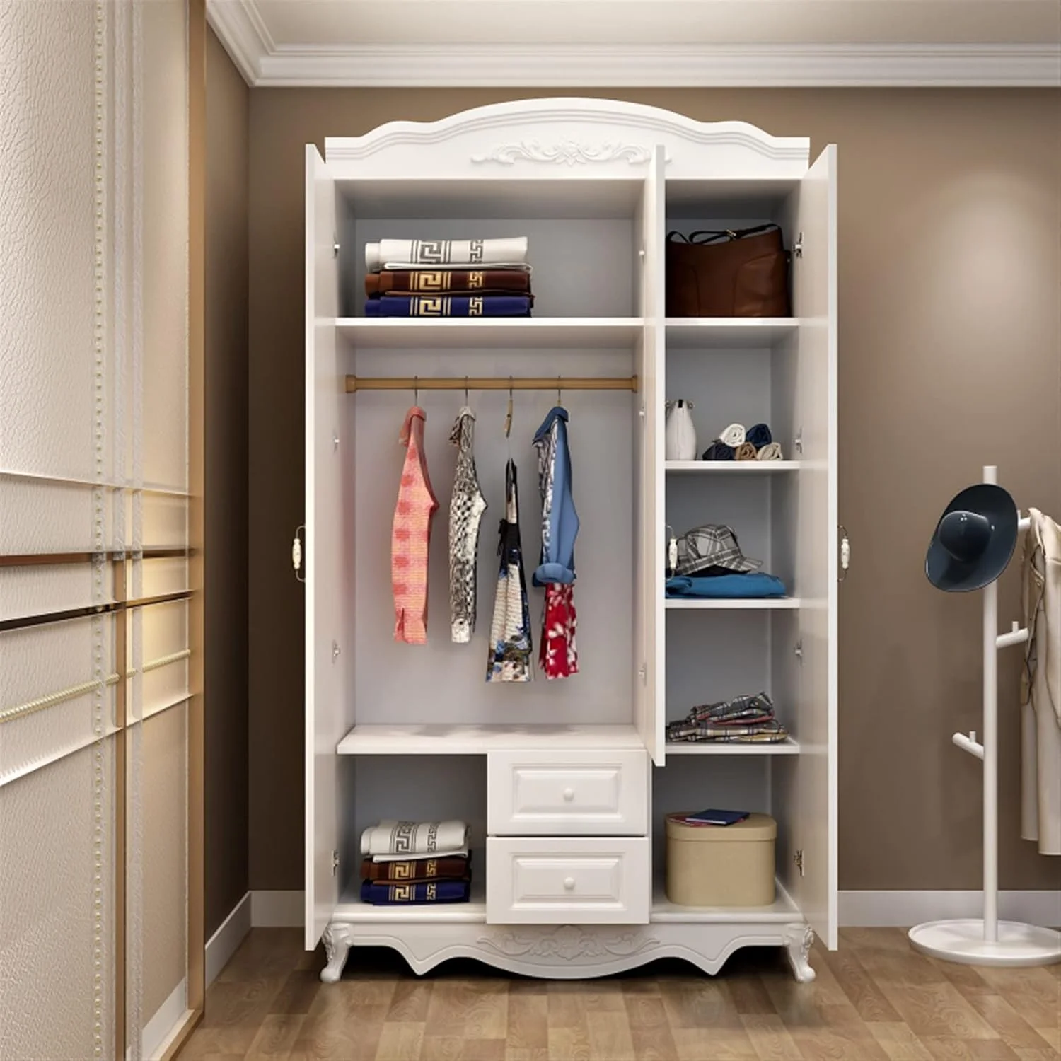 ZKSKOX Armoire wardrobe closet Wardrobe simple economy wooden hotel apartment rental house household assembly cabinet bedroom wardrobe