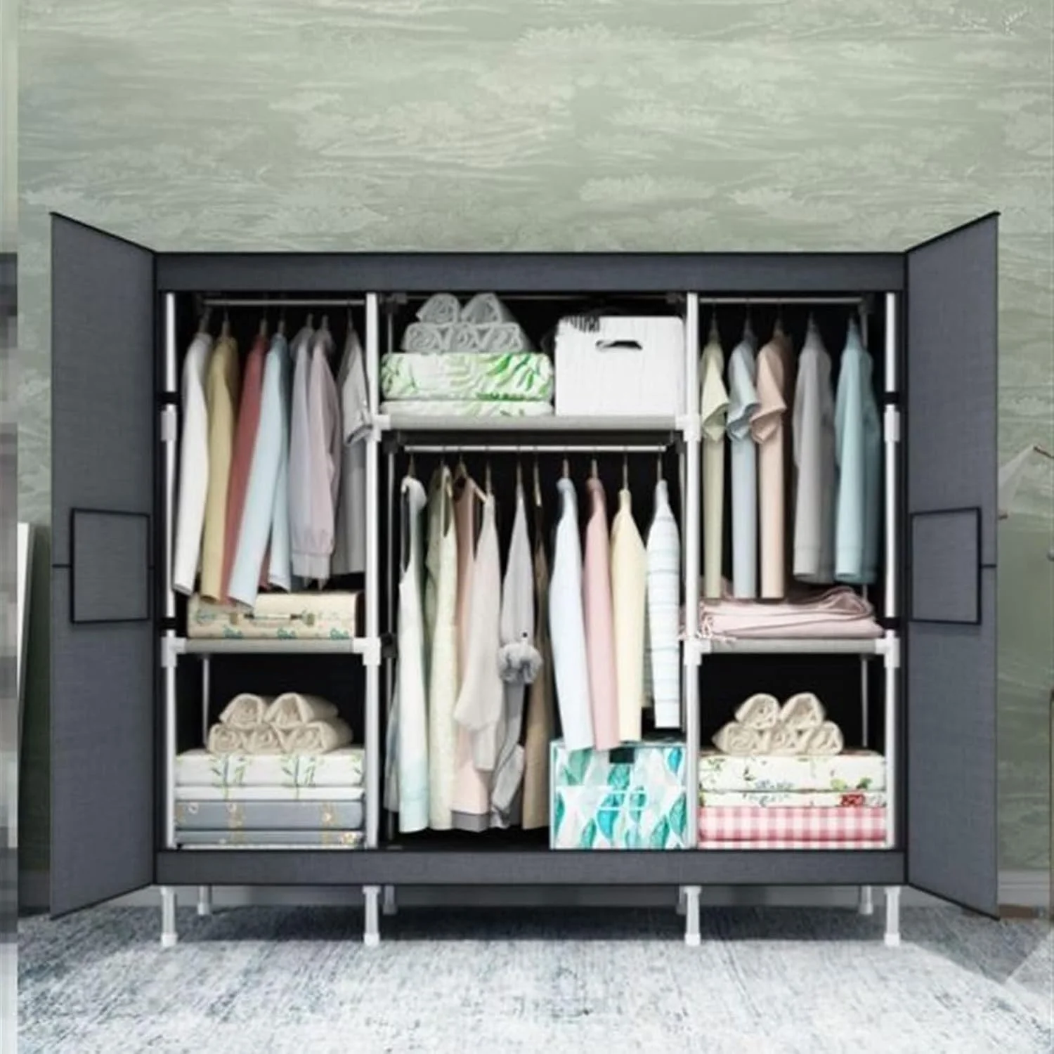 ZKSKOX Armoire wardrobe closet Simple wardrobe steel tube thickening cloth wardrobe simple economical assembly fabric wardrobe storage cabinet