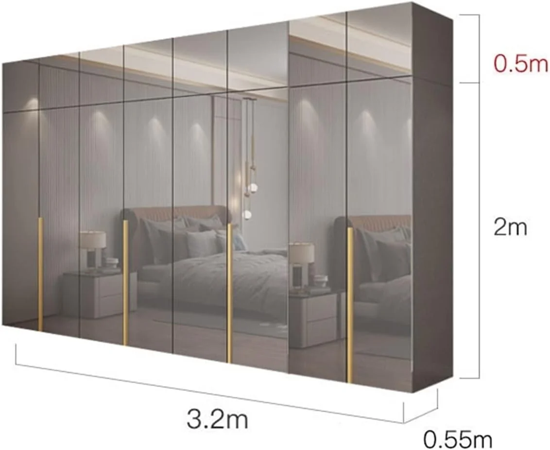 ZKSKOX Armoire wardrobe closet Wardrobe Home Bedroom Modern Minimalist Small Apartment Cabinet Assembly Hanging Storage High-gloss Board Large