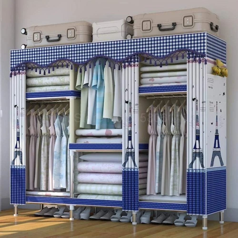 TEmkin cloth wardrobe steel tube bold reinforcement storage closet double bedroom folding floor,65cm 1 (200cm 5)