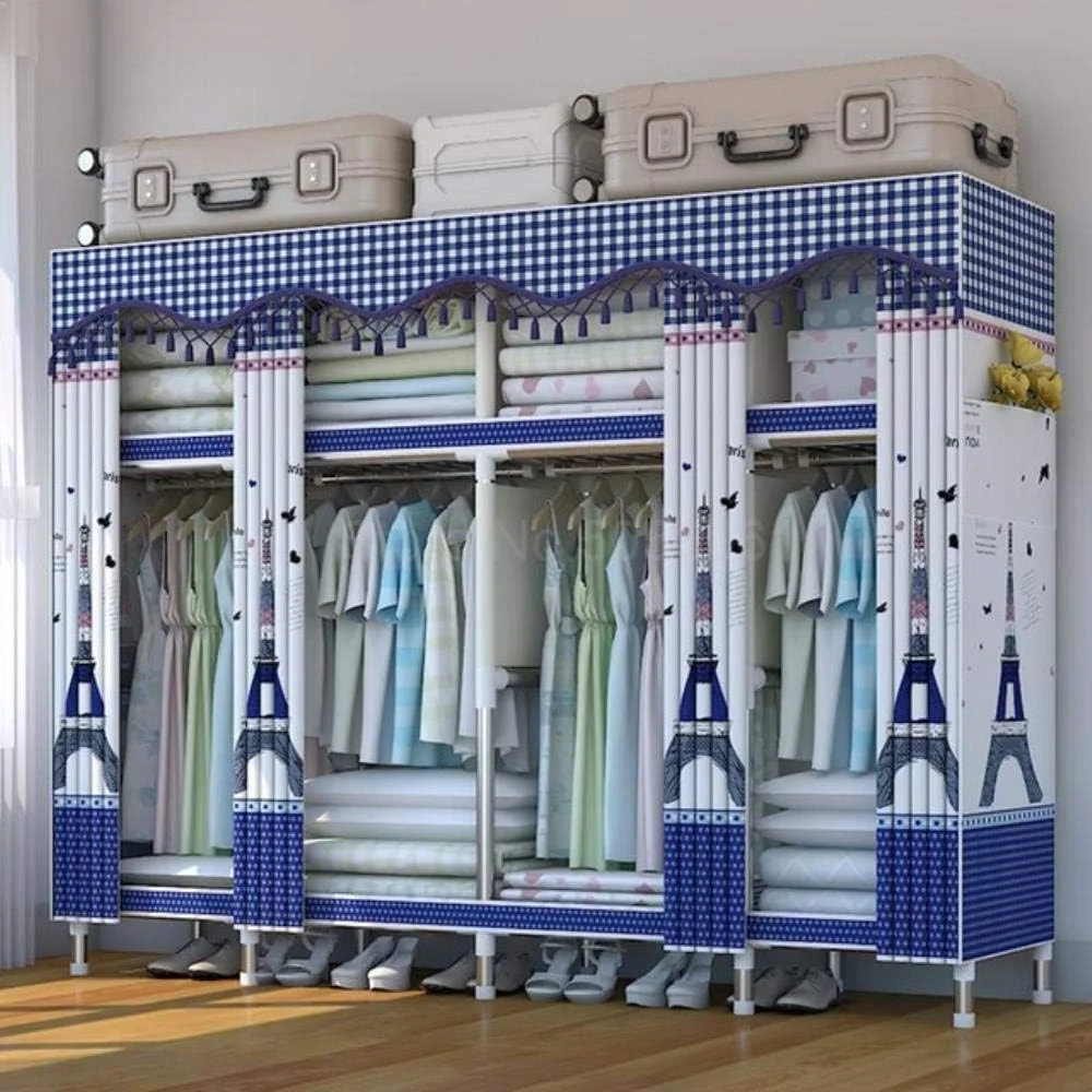 TEmkin cloth wardrobe steel tube bold reinforcement storage closet double bedroom folding floor,65cm 1 (200cm 5)