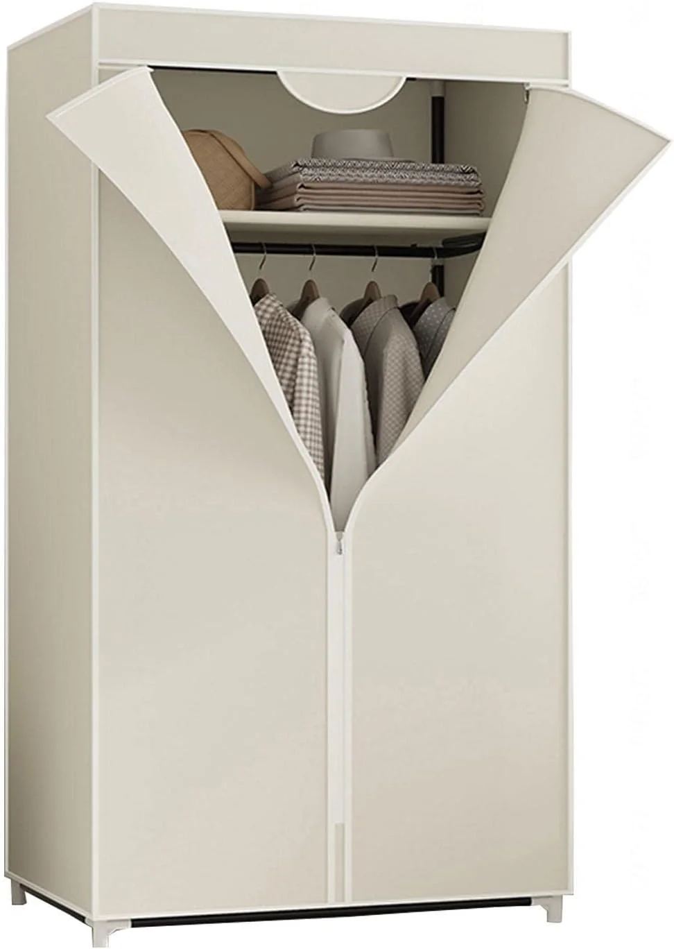 Wardrobe Canvas Wardrobe,Portable Wardrobe Shelves With Hanging Rail,Shelves,Fabric Cover,Clothes Closet Storage Organizer,White-155x70x45 Wardrobe Canvas Wardrobe,Portable Wardrobe Shelves With Hanging Rail,Shelves,Fabric Cover,Clothes Closet Storage Organizer,White-155x70x45