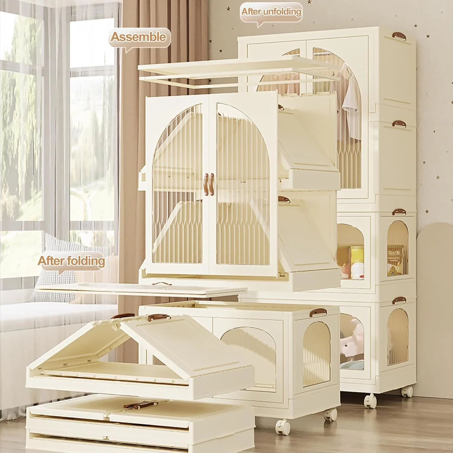 OYDAS Wardrobe Portable Closet, Stackable Storage Bins with Doors,Wheels,Lids,Collapsible Plastic Closet Organizers Storage Cabinet with Closet Rods,Folding Storage Bins (S74-120x70x42.5cm) OYDAS Wardrobe Portable Closet, Stackable Storage Bins with Doors,Wheels,Lids,Collapsible Plastic Closet Organizers Storage Cabinet with Closet Rods,Folding Storage Bins (S74-120x70x42.5cm)