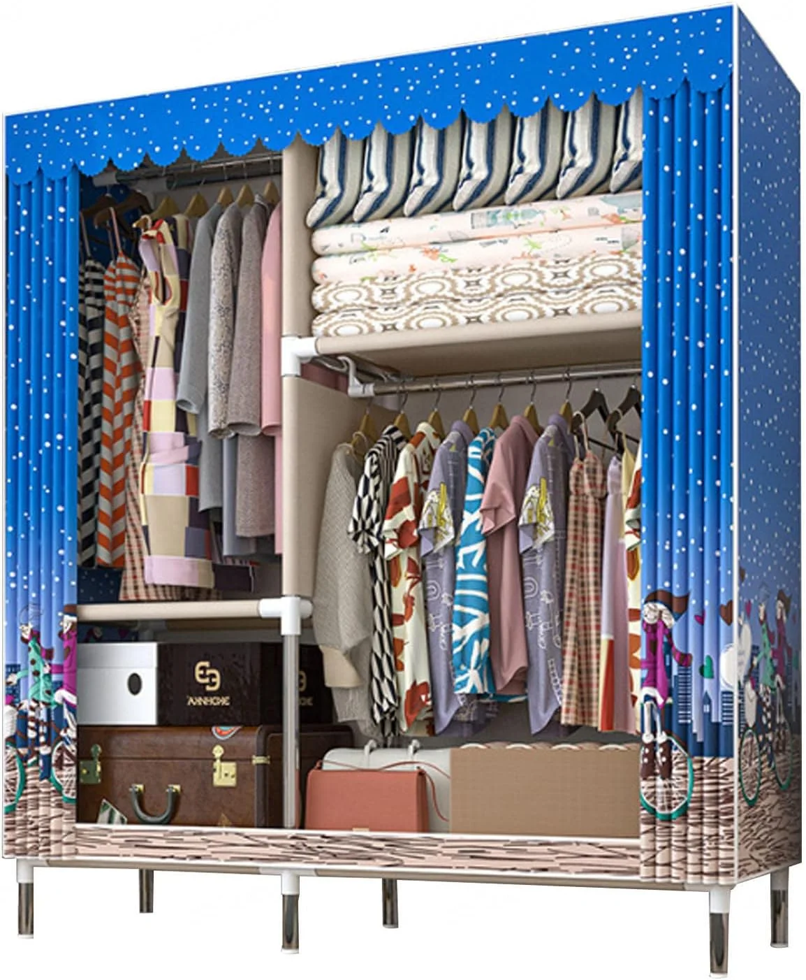 Wardrobe Portable Canvas Wardrobes Shelves,Fabric Clothes Closet Storage Organizer for Bedroom,Fabric Wardrobes,A-105X45X170cm