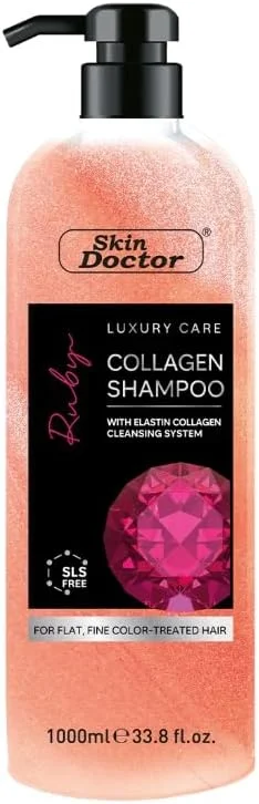 شامپو کلاژن مراقبت لوکس Skin Doctor، ۱۰۰۰ میلی لیتر، برای موهای نازک و رنگ شده، بدون SLS شامپو کلاژن مراقبت لوکس Skin Doctor، ۱۰۰۰ میلی لیتر، برای موهای نازک و رنگ شده، بدون SLS