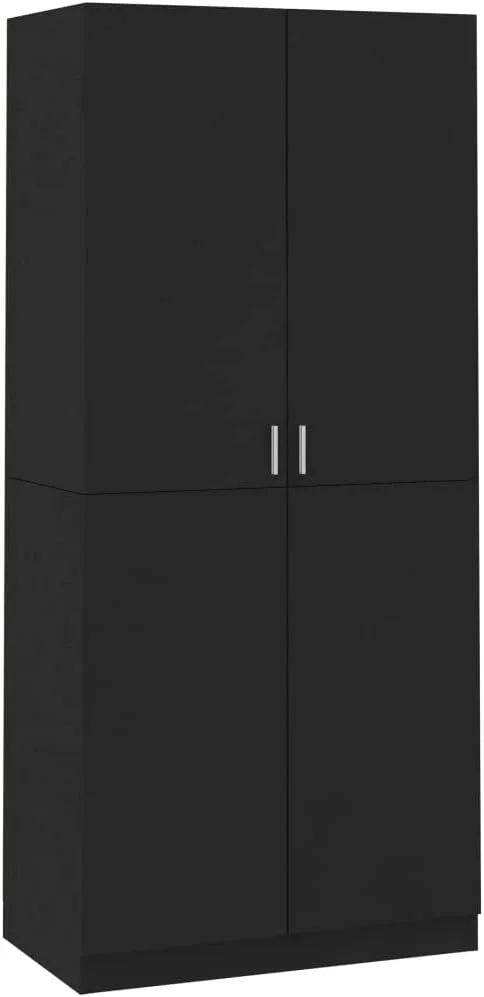 vidaXL Wardrobe with 2 Doors Living Room Clothing Storage Cabinet Shelf Orangiser Rack Hanger Cupboard Furniture Black Engineered Wood