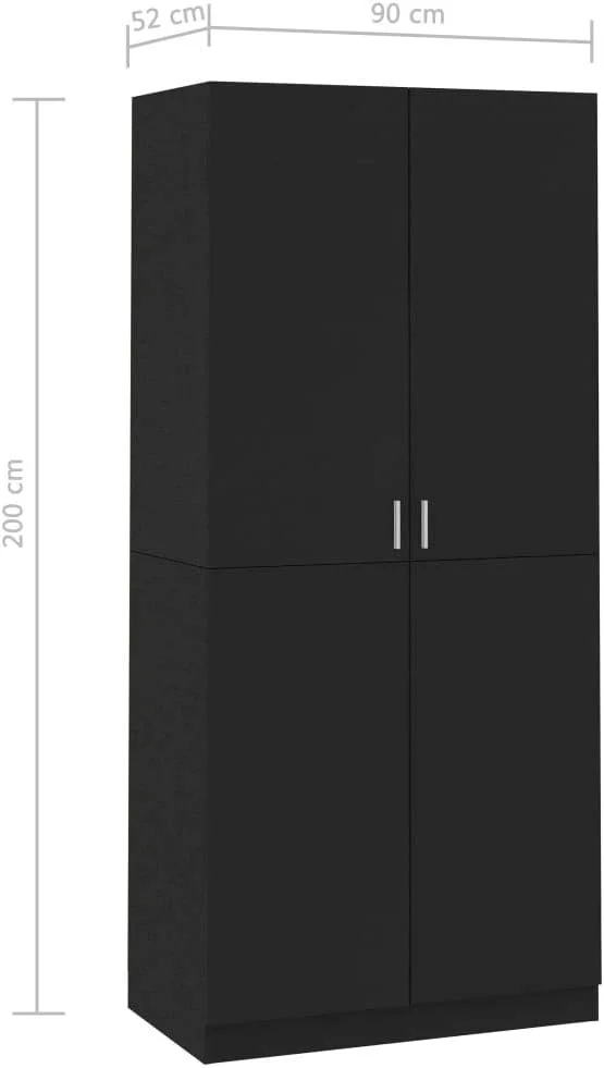vidaXL Wardrobe with 2 Doors Living Room Clothing Storage Cabinet Shelf Orangiser Rack Hanger Cupboard Furniture Black Engineered Wood vidaXL Wardrobe with 2 Doors Living Room Clothing Storage Cabinet Shelf Orangiser Rack Hanger Cupboard Furniture Black Engineered Wood