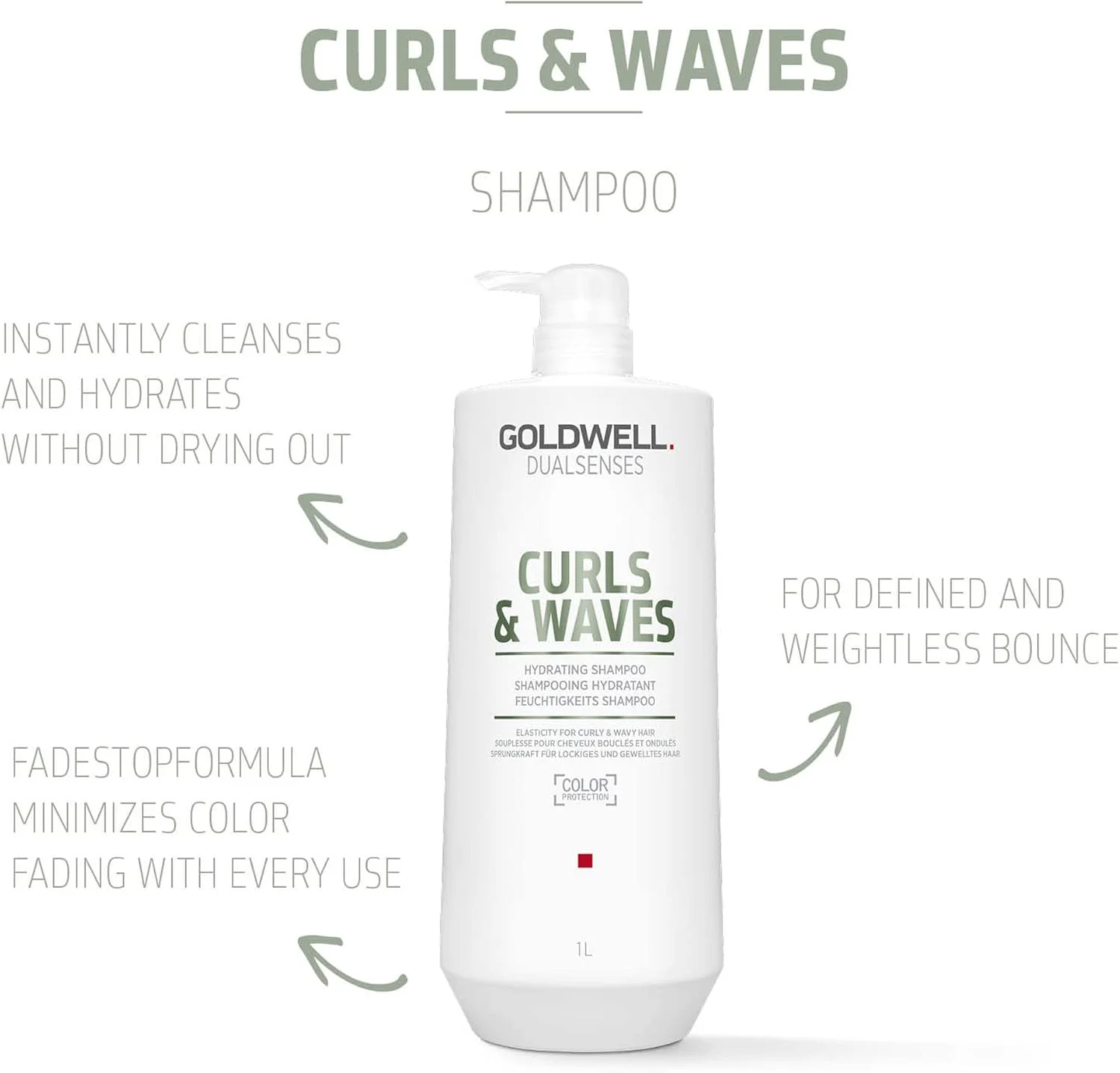 شامپو آبرسان موهای فر و مجعد گلدول Dualsenses Curls & Waves حجم 1 لیتر