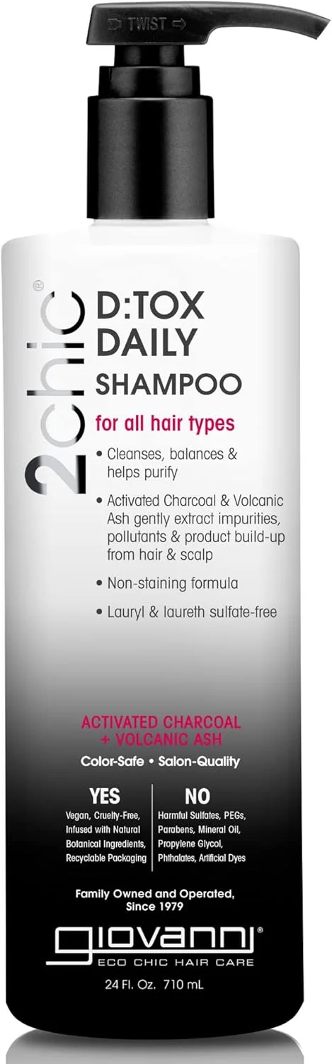 GIOVANNI D:tox Daily Shampoo, 24 oz. - Activated Charcoal, Super-Antioxidants Acai & Goji Berry GIOVANNI D:tox Daily Shampoo, 24 oz. - Activated Charcoal, Super-Antioxidants Acai & Goji Berry