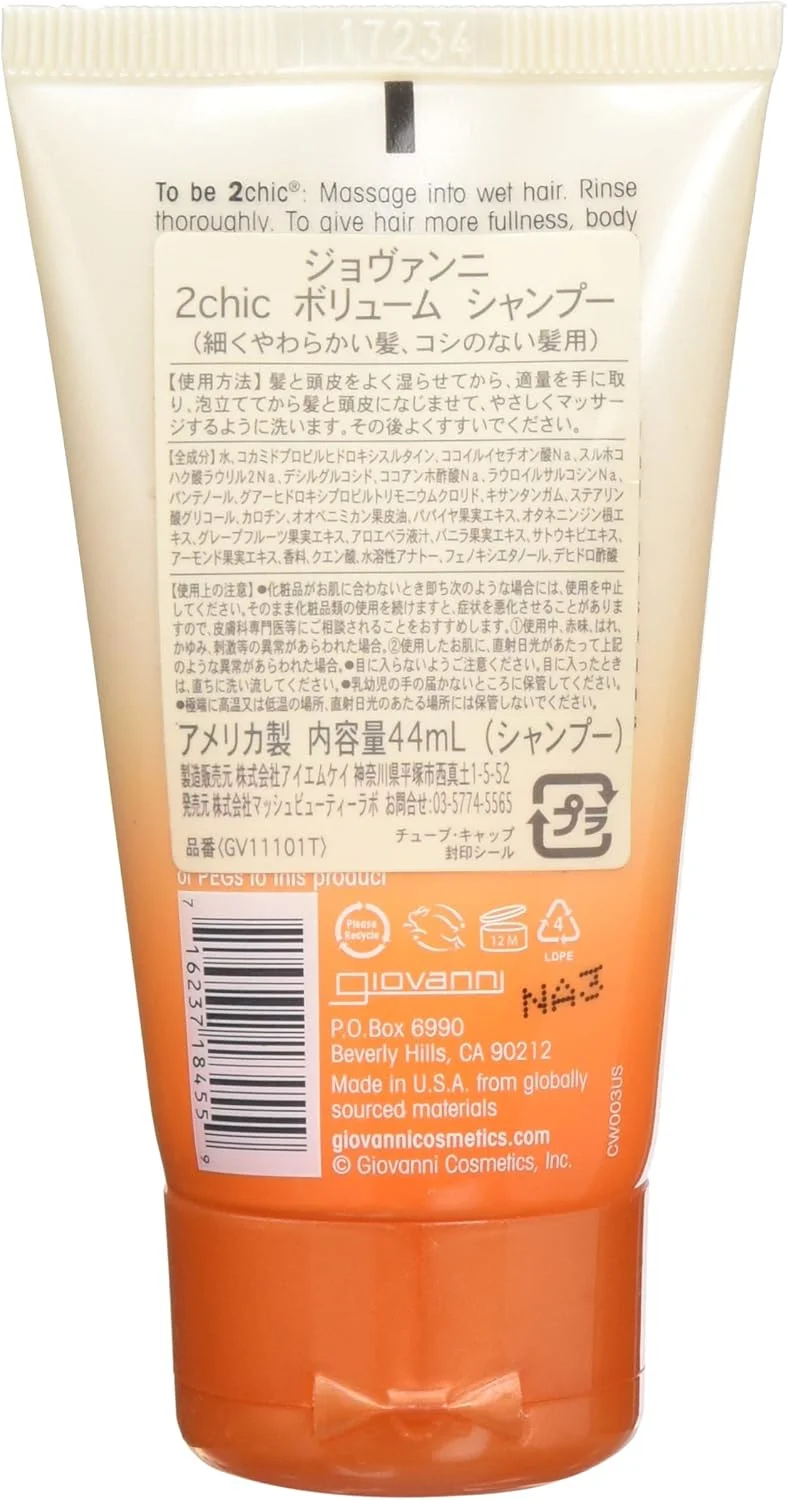 Giovanni 2Chic Tangerine & Papaya Ultra-Volume Shampoo | For Fine Limp Hair | Energizes And Boosts Volume | Increases Lift At The Hair Root | Weightlessly Amps Up Shine | 44 Ml Giovanni 2Chic Tangerine & Papaya Ultra-Volume Shampoo | For Fine Limp Hair | Energizes And Boosts Volume | Increases Lift At The Hair Root | Weightlessly Amps Up Shine | 44 Ml
