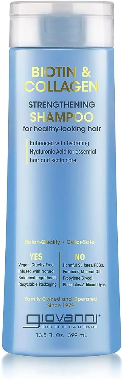 Giovanni Biotin & Collagen Strengthening Shampoo | For Healthy Looking Hair | Infused With Natural Botanical Ingredients | Salon Quality & Color Safe | Vegan | 399 Ml