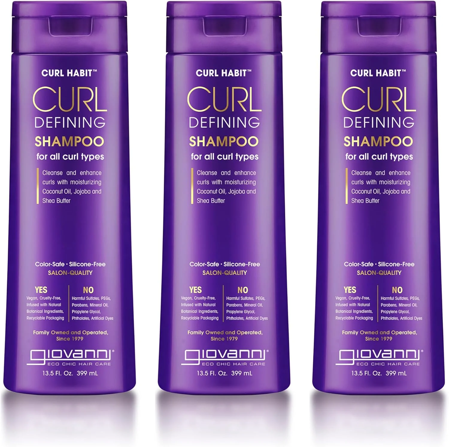 GIOVANNI Curl Habit - Curl Defining Shampoo, For All Curl Types, Cleanse & Enhance Curls with Moisturizing Coconut Oil, 13.5 Fluid Ounce